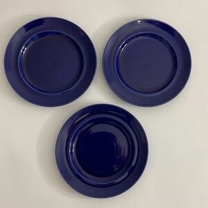 Vintage Signature Carnivale Cobalt Blue Stoneware Bread Plates Japan Set of 3
